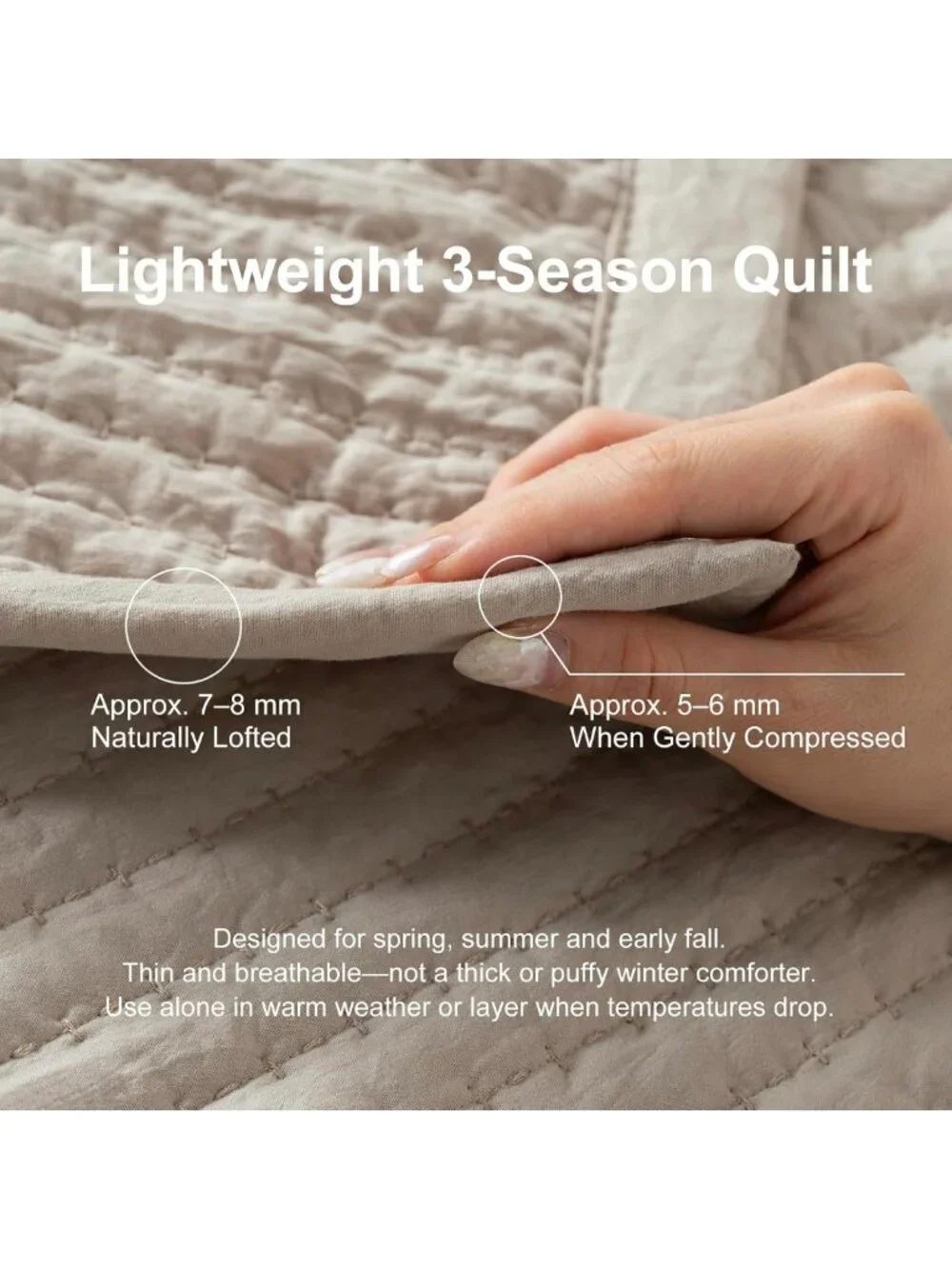 Soft Lightweight Oversized Queen Quilt Set 102x106, Cozy 3-Layer Bedding